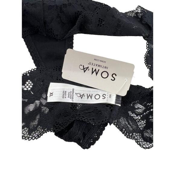 Soma Signature All-Over Lace Thong Black Womens Xlarge - Picture 2 of 4